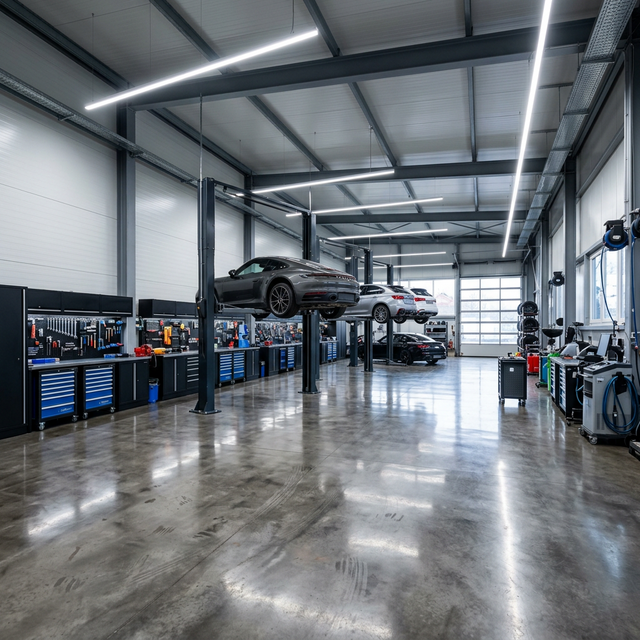 Moderne Werkstatthalle von KFZ Rollmann